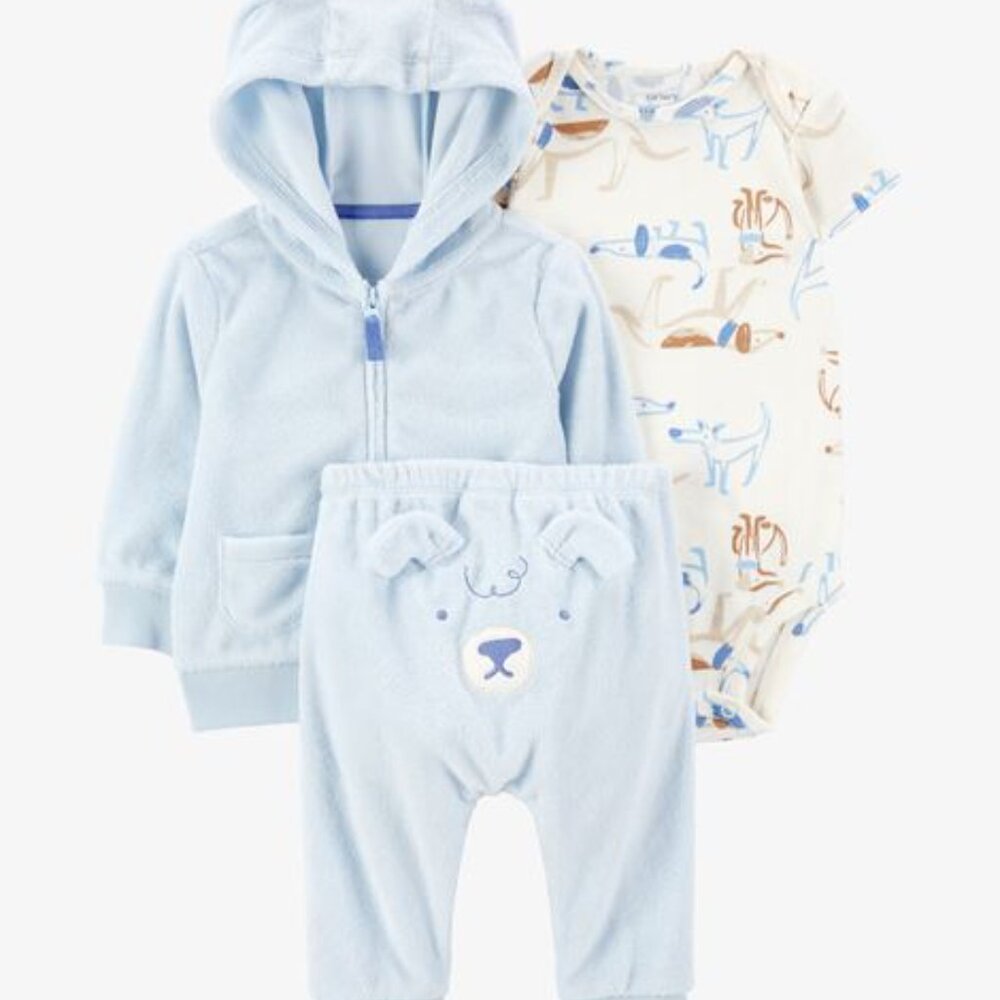 Cozy Blue and Cream Baby 3-Piece Set